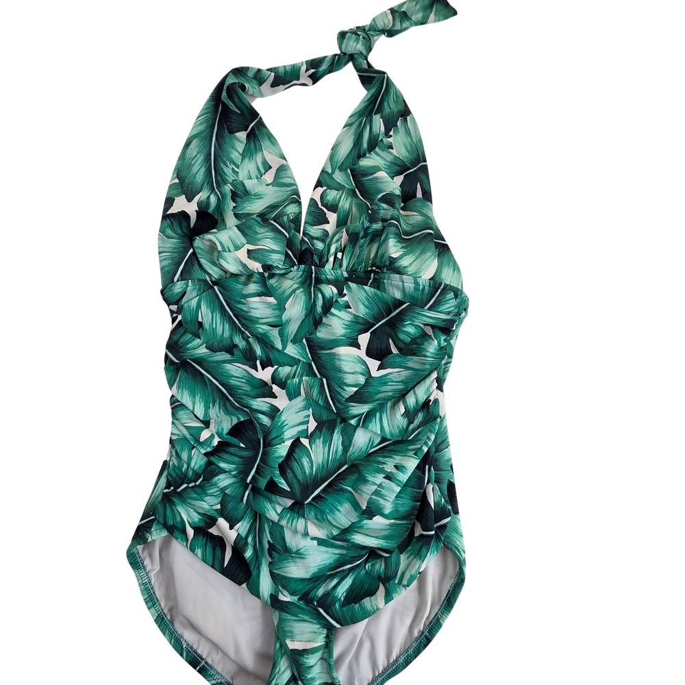 Magicsuit One-Piece Swimsuit Womens 10 Green Palm Leaf Print Body Sculpting Chic